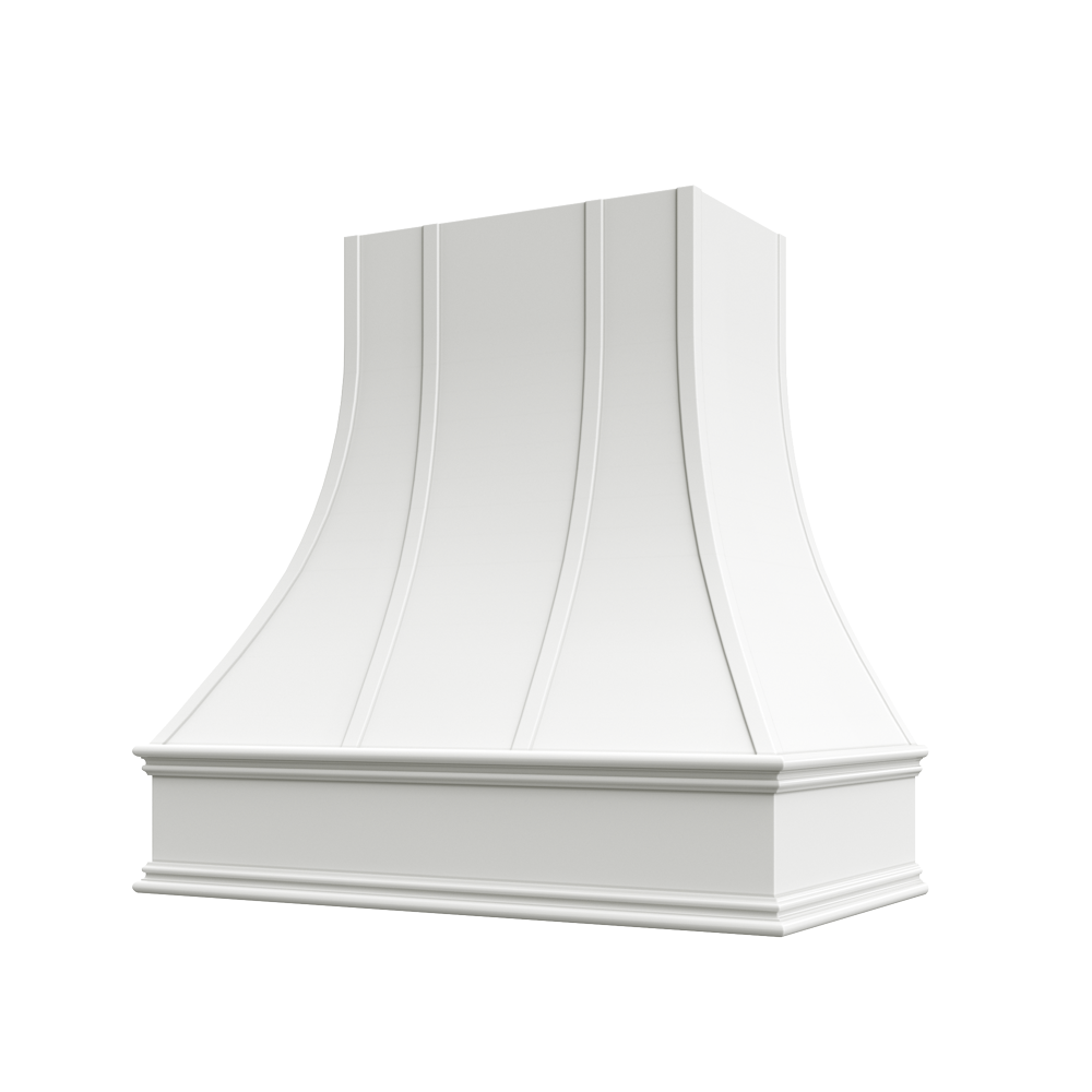 Edgeline-White: Hood ASH 3V Ashville Sloped Classic Moulding Strapped Wood