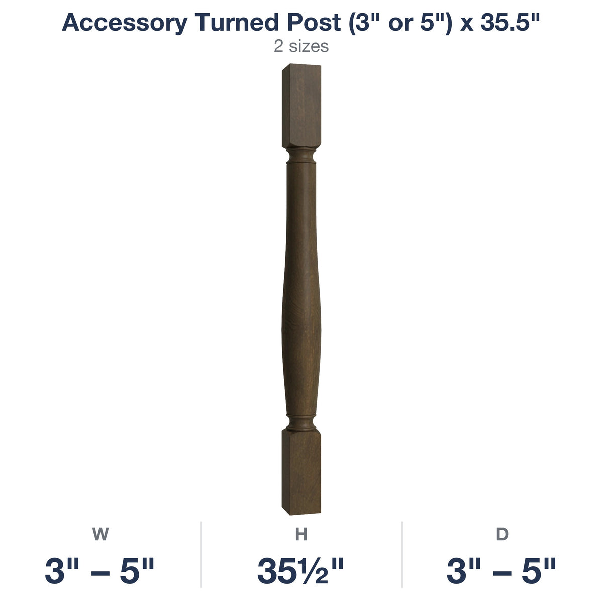 Belmont-Slate: Accessory Turned Post (3" or 5") x 35.5"