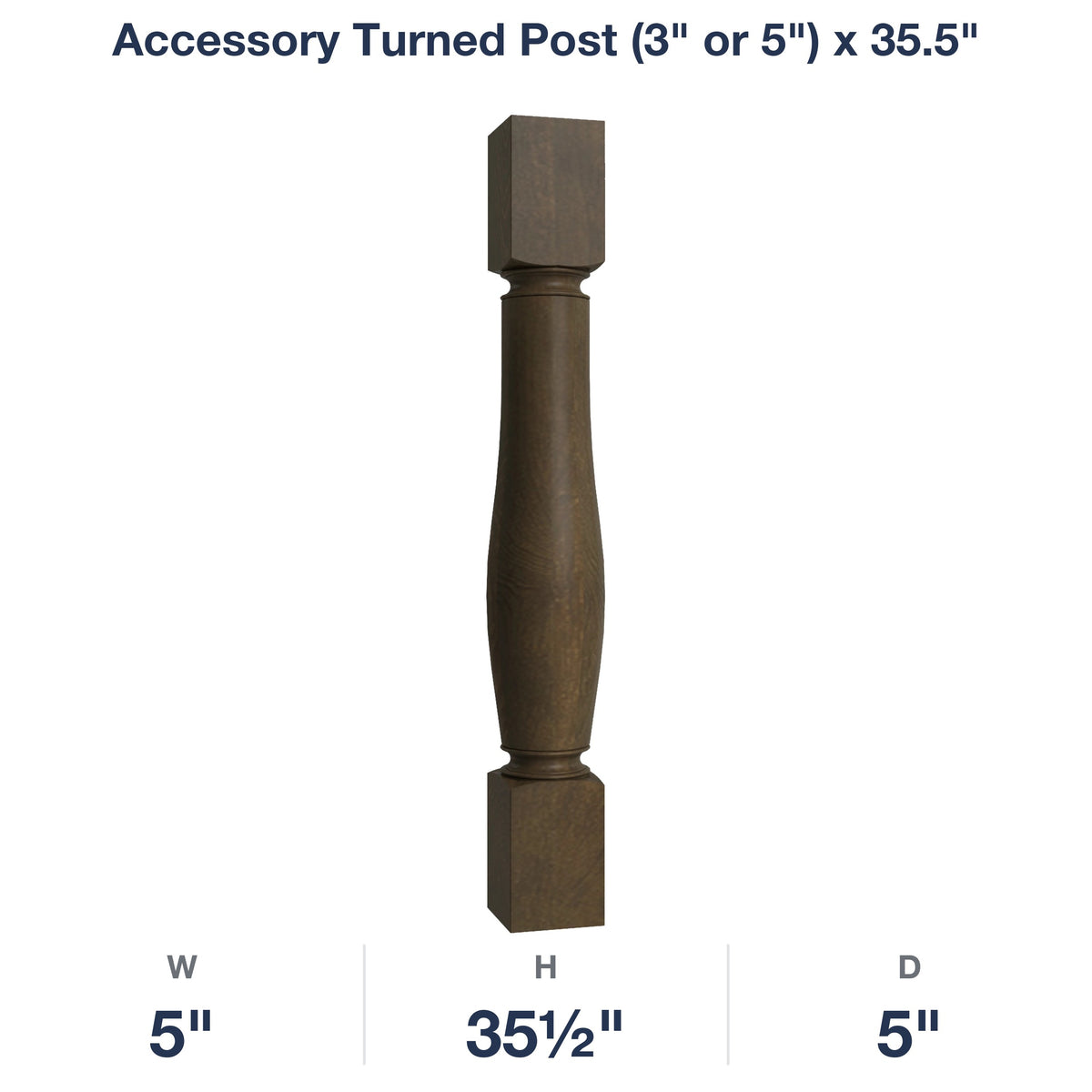 Belmont-Slate: Accessory Turned Post (3" or 5") x 35.5"