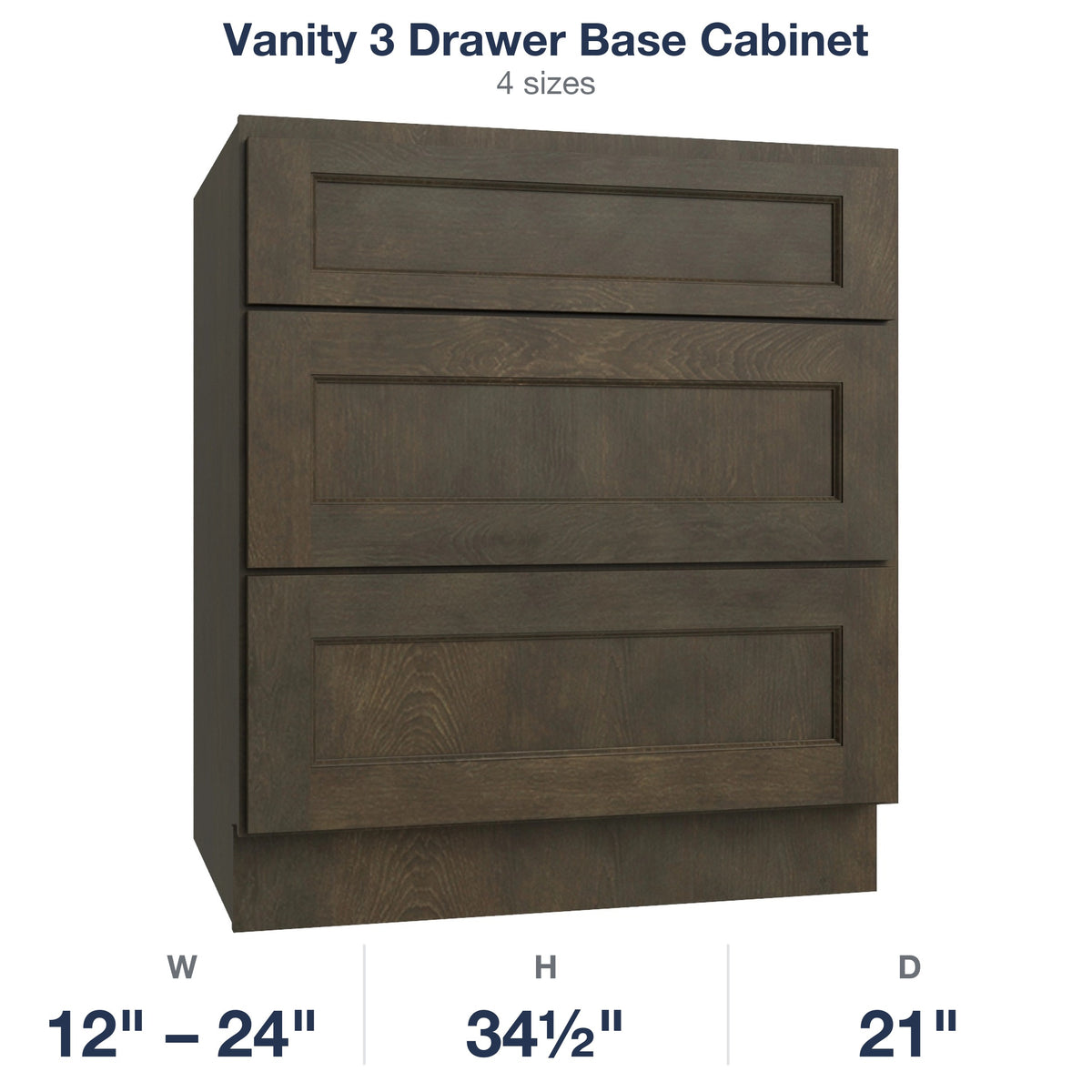 Belmont-Slate Vanity 3 Drawer Base Cabinet