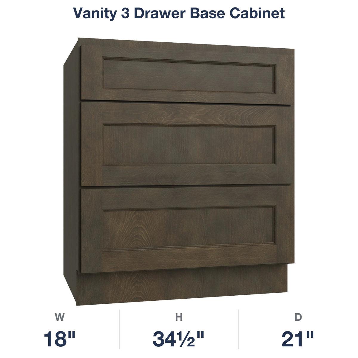 Belmont-Slate Vanity 3 Drawer Base Cabinet