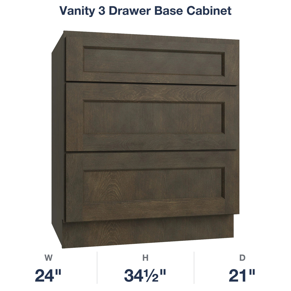 Belmont-Slate Vanity 3 Drawer Base Cabinet