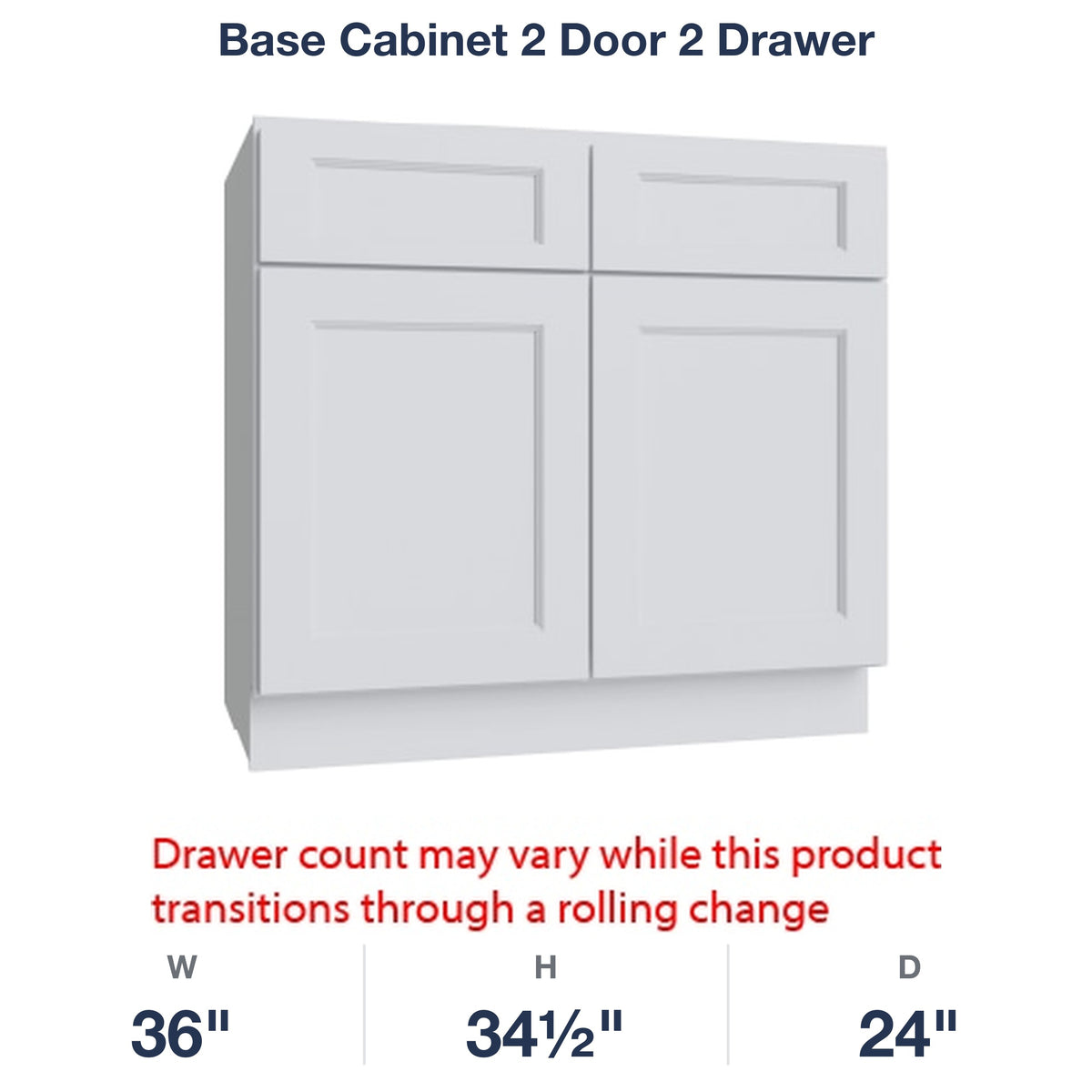 Belmont-White Base Cabinet 2 Door 2 Drawer