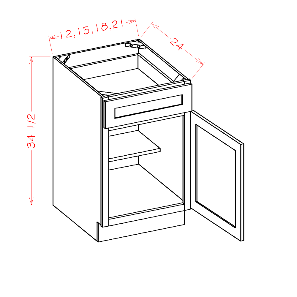 Haven Ridge Base Cabinet 1 Door 1 Drawer - additional view