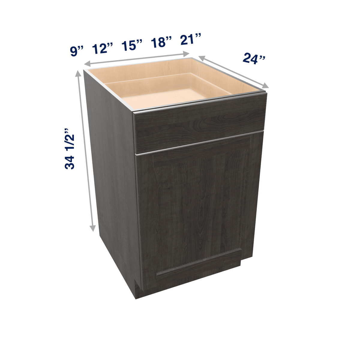 Smoky-Grey Assembled Base Cabinet 1 Door 1 Drawer