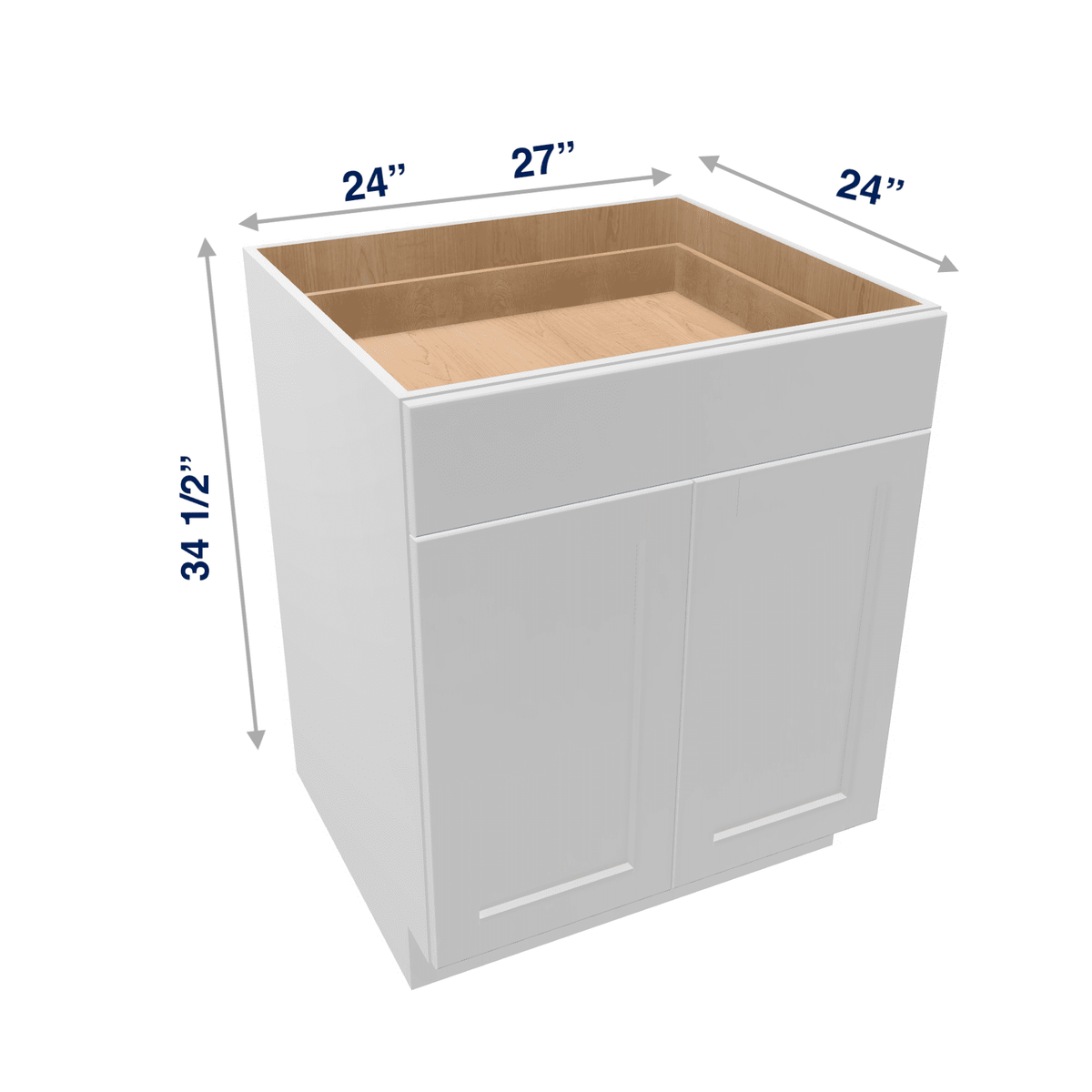 Luxor-White Assembled Base Cabinet 2 Door 1 Drawer