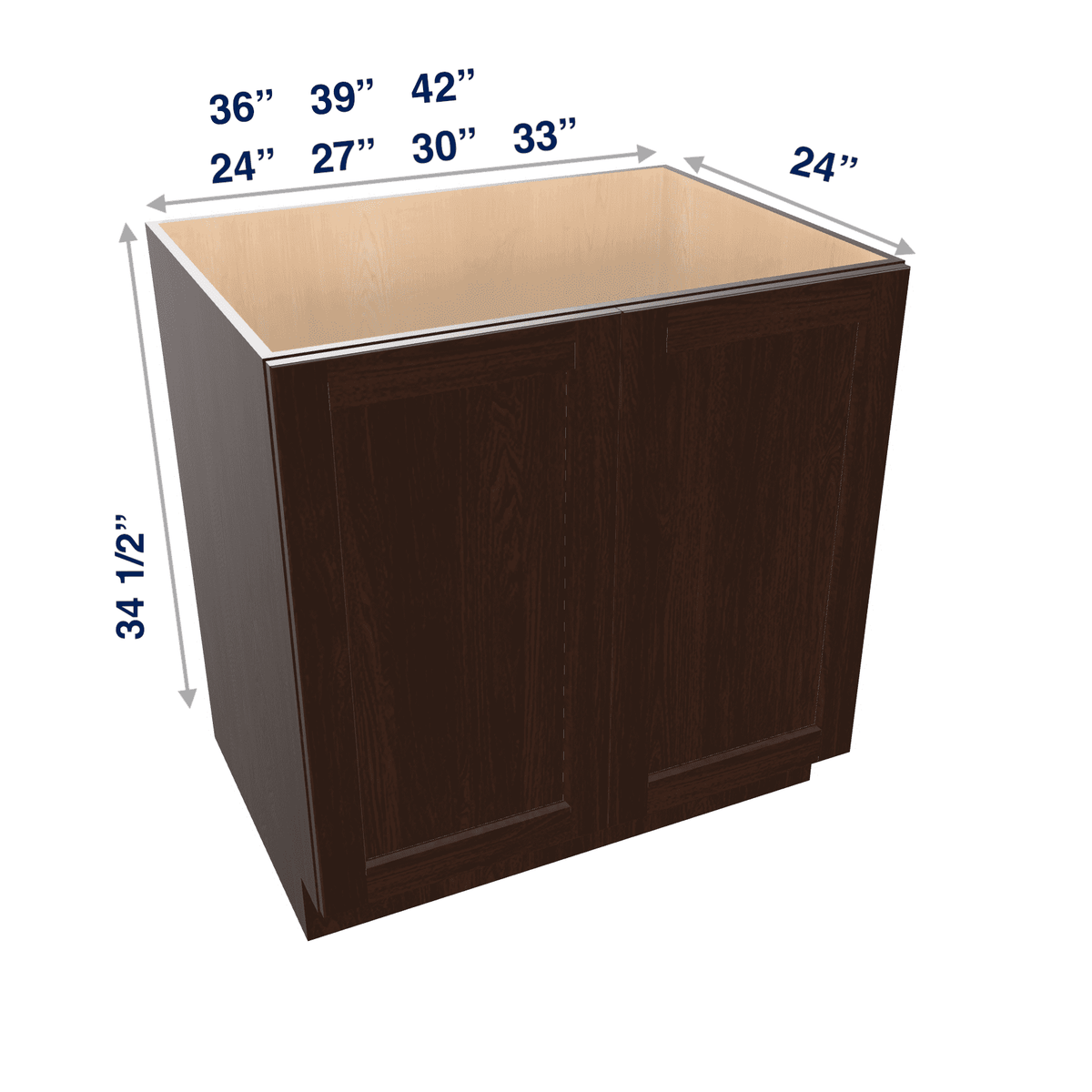 Espresso Assembled Base Cabinet 2 Door Full-Height