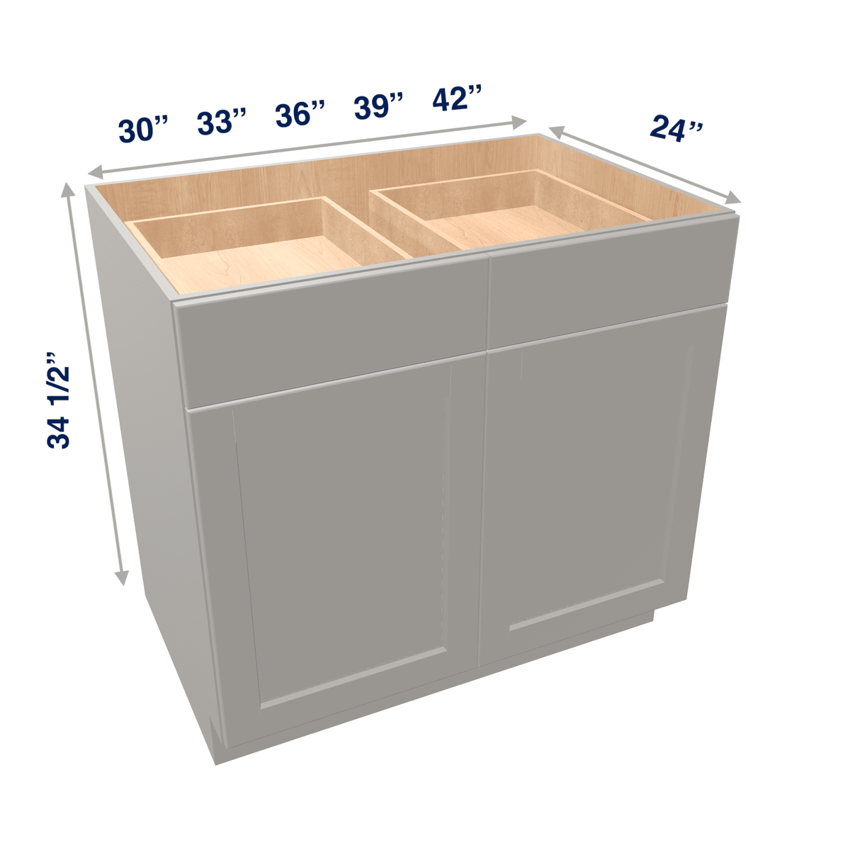 Misty-Grey Assembled Base Cabinet 2 Door 2 Drawer