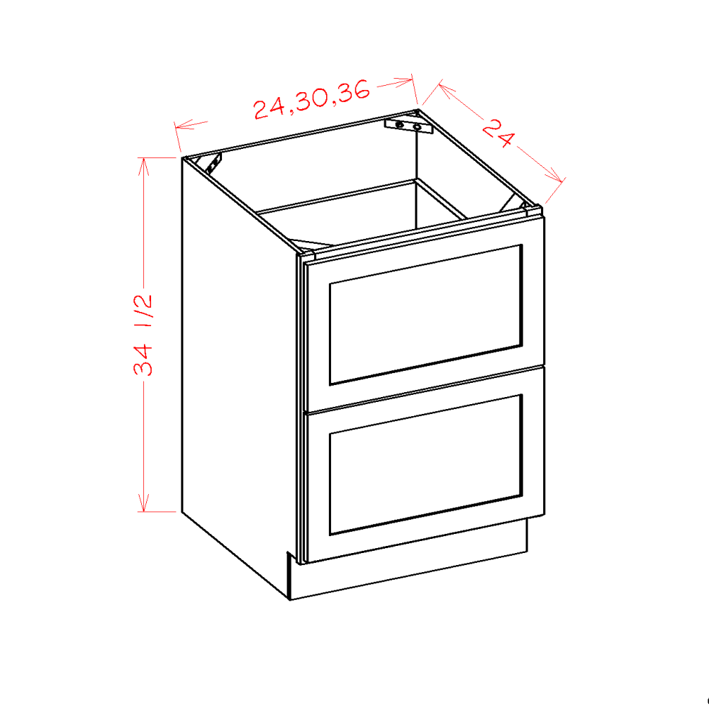 Shaker-Dove Base Cabinet 2 Drawer