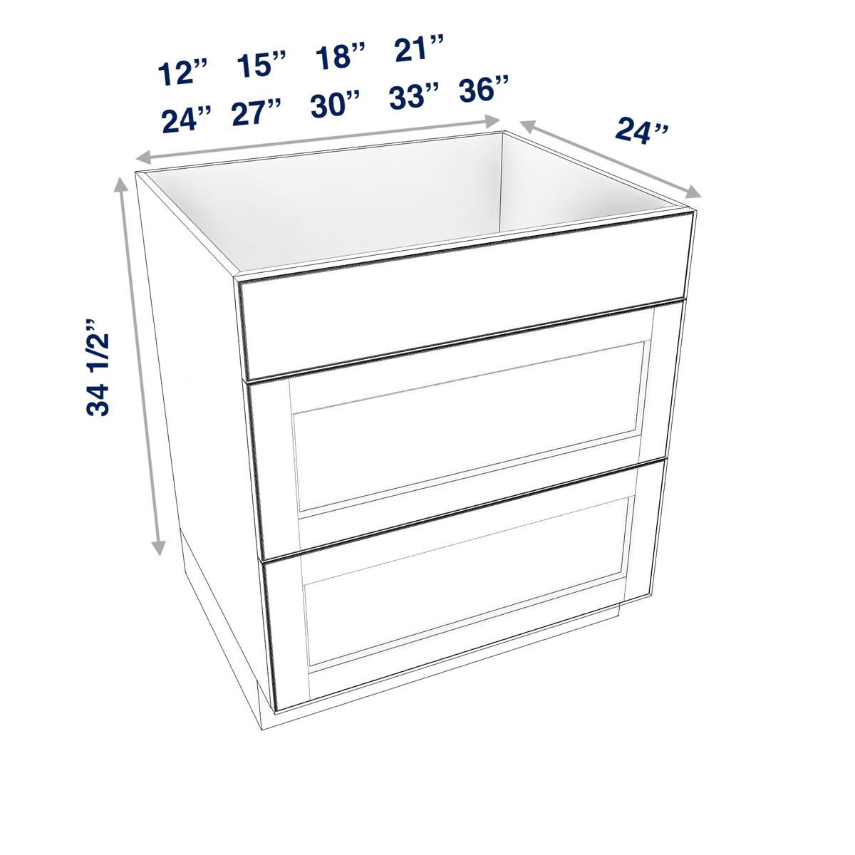 Smoky-Grey Assembled Base Cabinet 3 Drawer