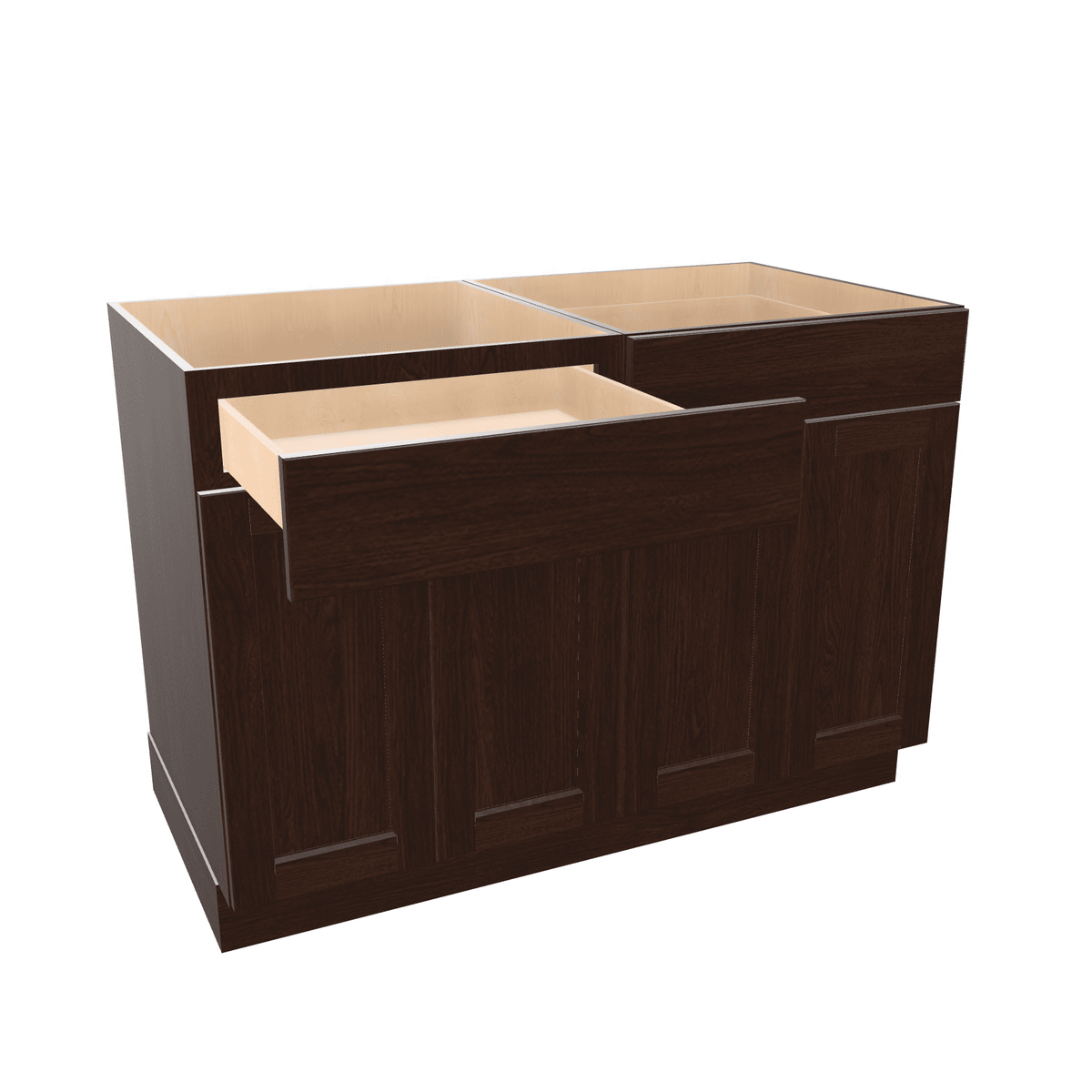 Espresso Assembled Base Cabinet 4 Door 2 Drawer 48" Wide