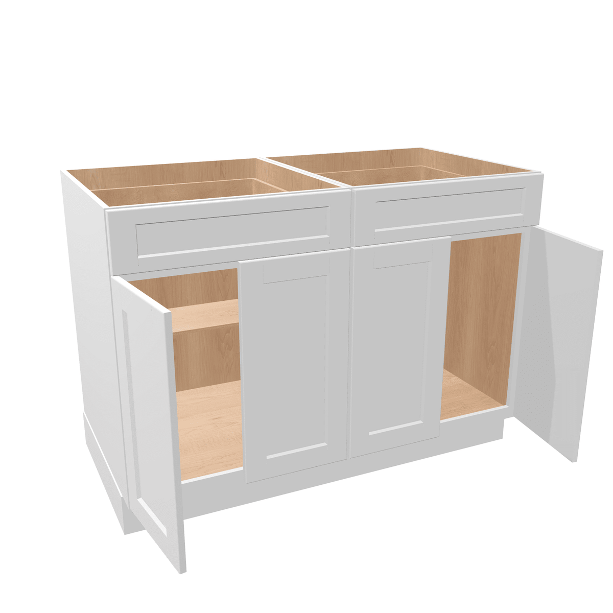 Luxor-White Assembled Base Cabinet 4 Door 2 Drawer 48" Wide