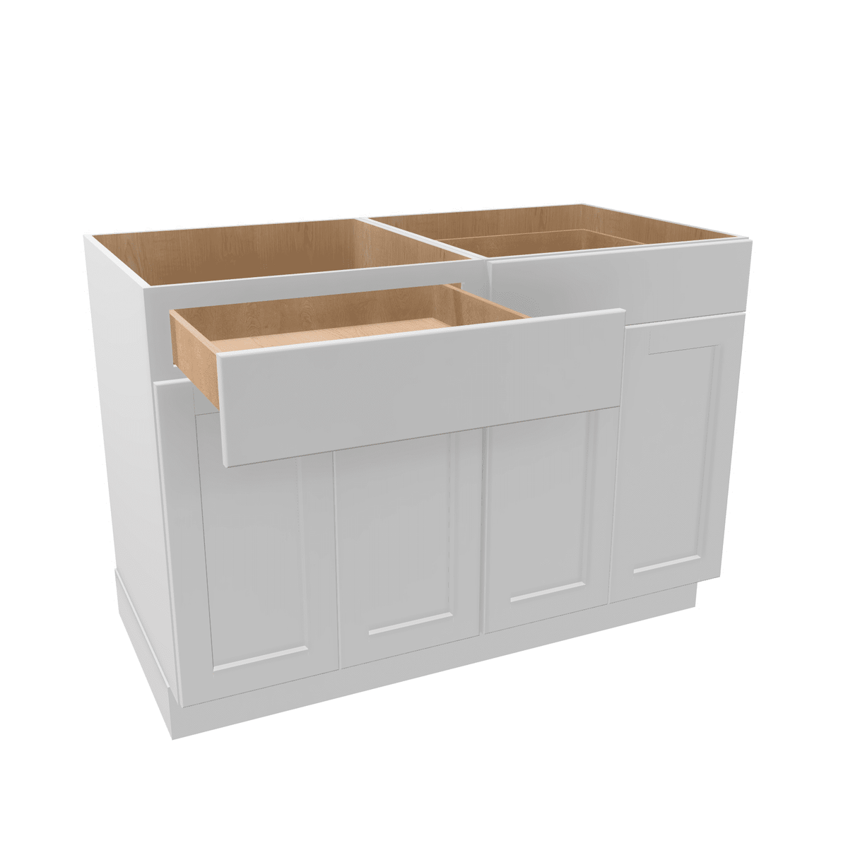 Luxor-White Assembled Base Cabinet 4 Door 2 Drawer 48" Wide