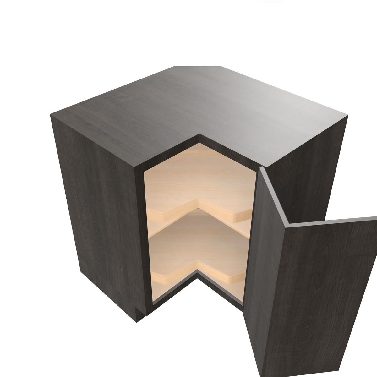 Smoky-Grey Assembled Base Cabinet Corner Easy Reach or Lazy Susan Carousel