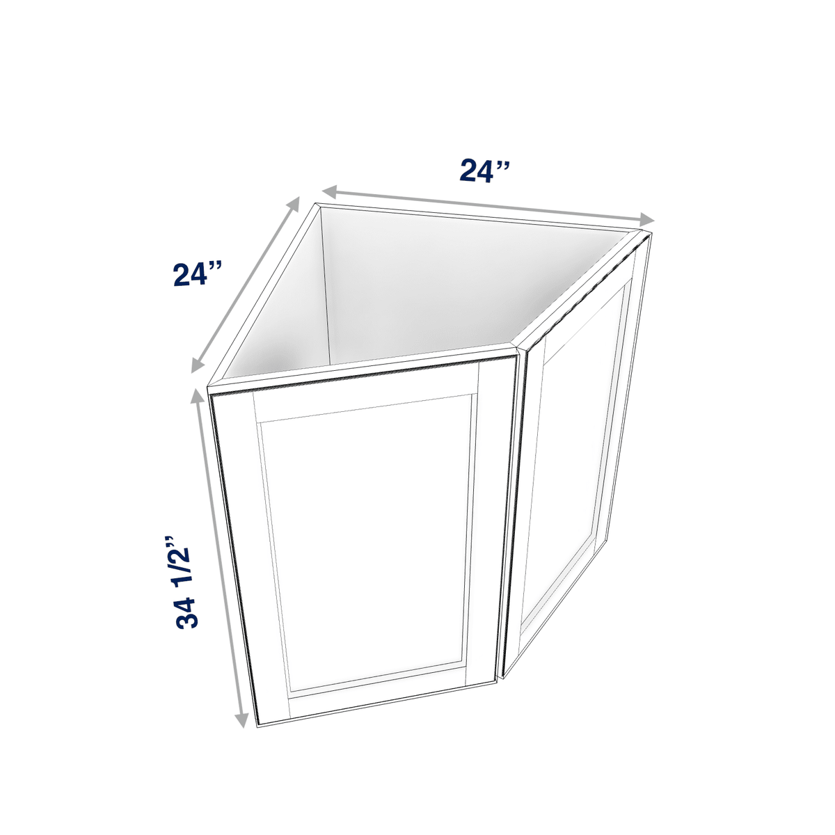 Smoky-Grey Assembled Base Cabinet Transition End 2 Door 24" Wide