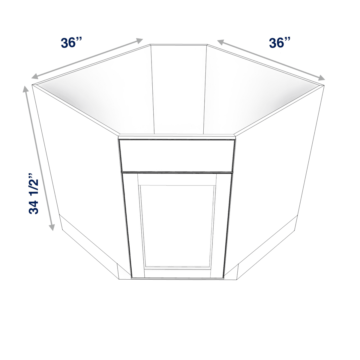 Smoky-Grey Assembled Base Cabinet Sink Corner Diagonal 36" Wide