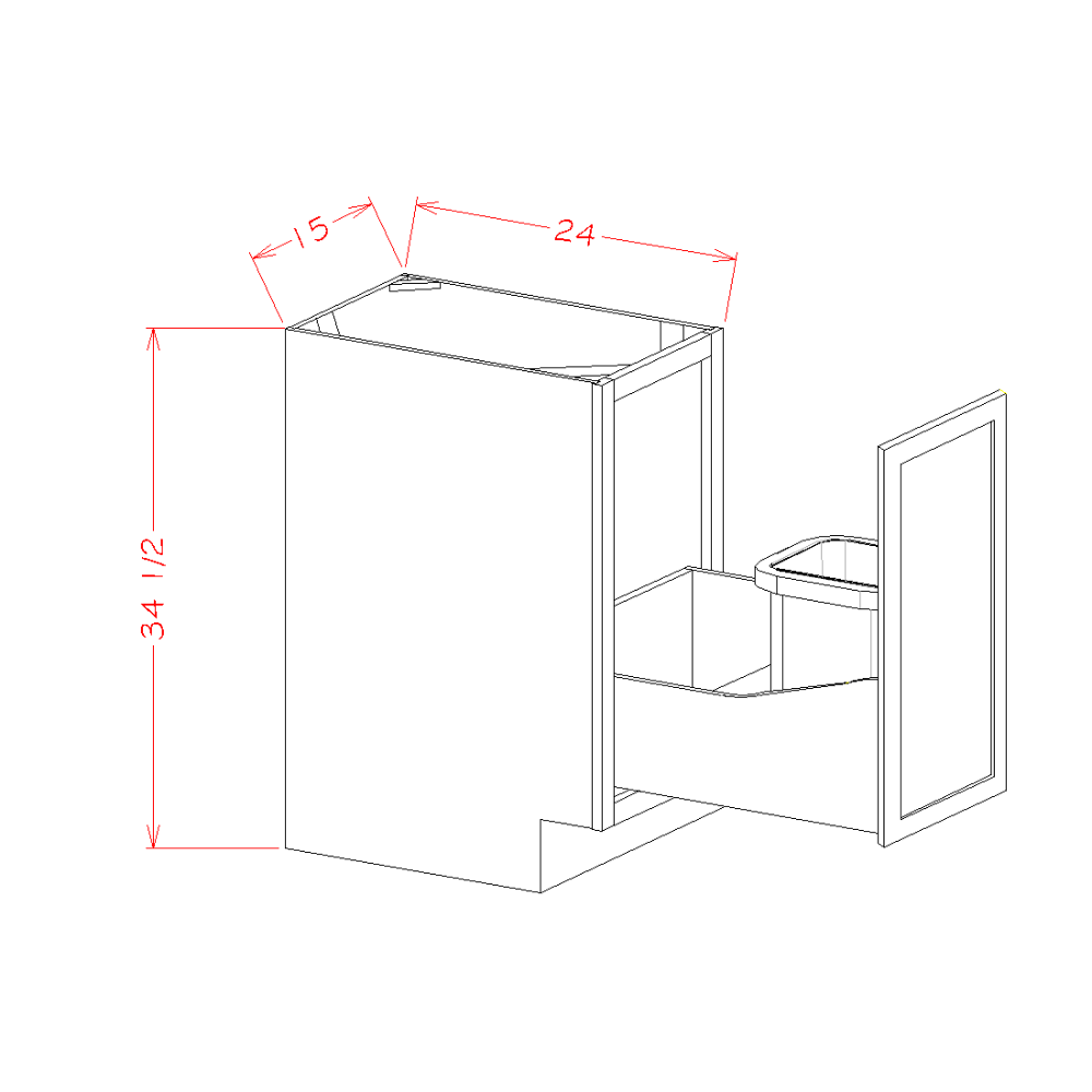 Trash can base full height 15"