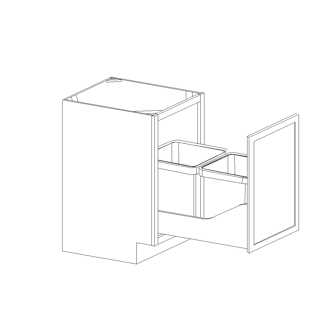 Base Cabinet Trash Can 1 Drawer Pullout 15" - 18" Wide