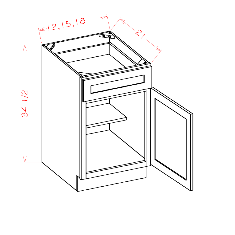 Belmont-Fawn Vanity 1 Drawer 1 Door Base
