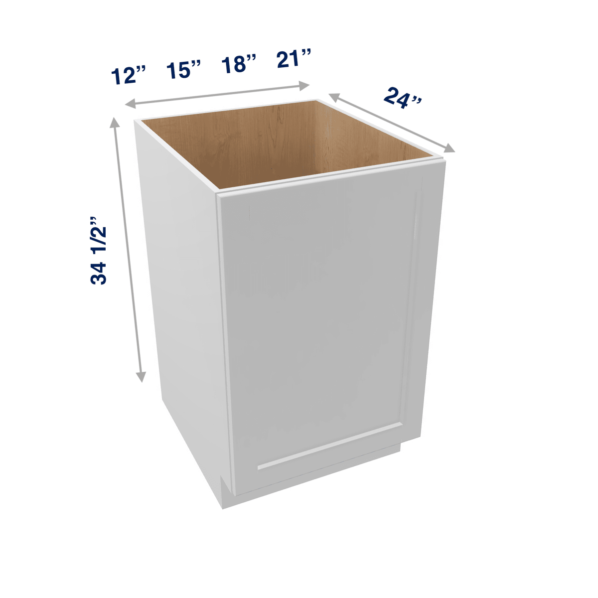 Luxor-White Assembled Base Cabinet 1 Door Full-Height