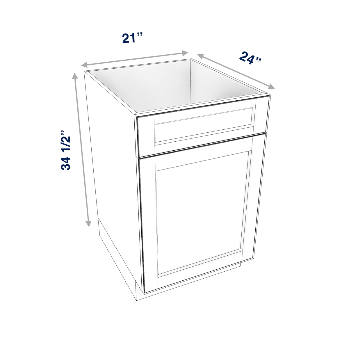 Smoky-Grey Assembled Base Cabinet Sink - 1 Door