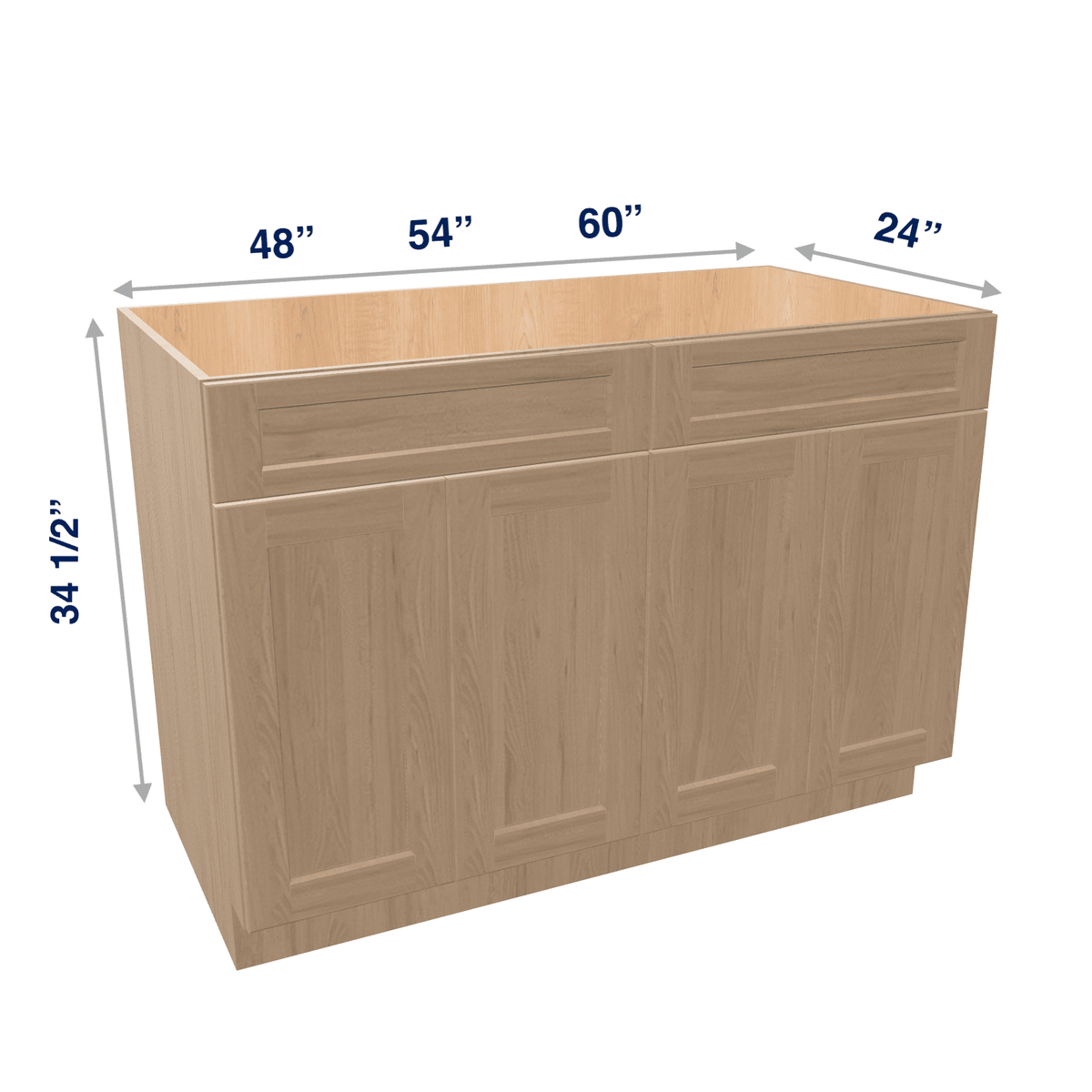 Harvest Assembled Base Cabinet Sink - 4 Doors 48" - 60" Wide