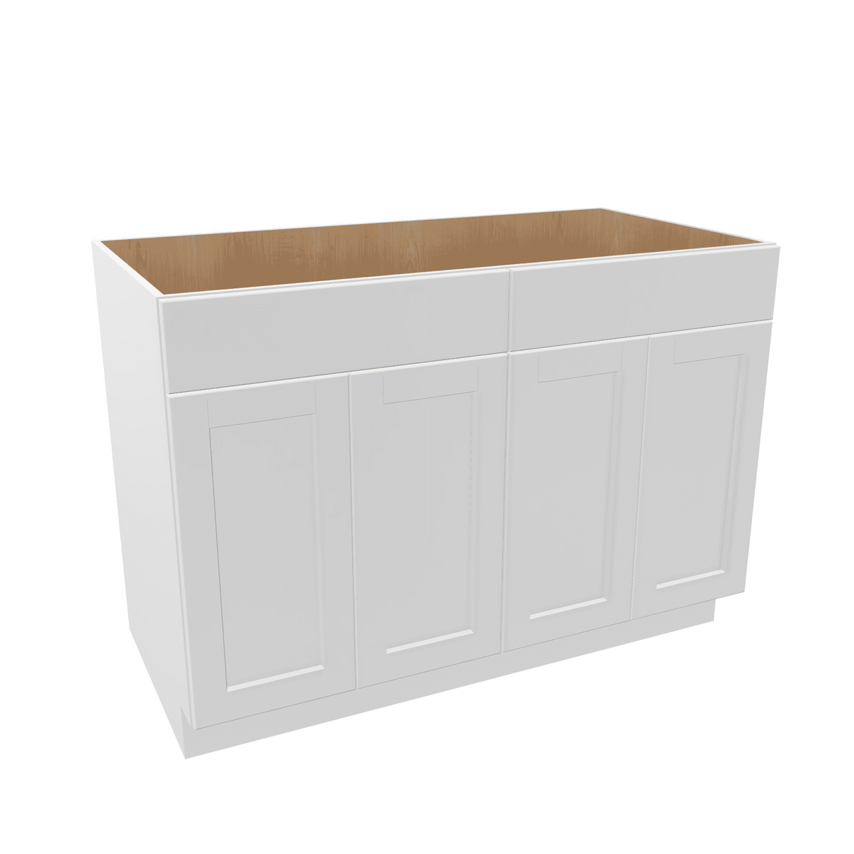Luxor-White Assembled Base Cabinet Sink - 4 Doors 48" - 60" Wide