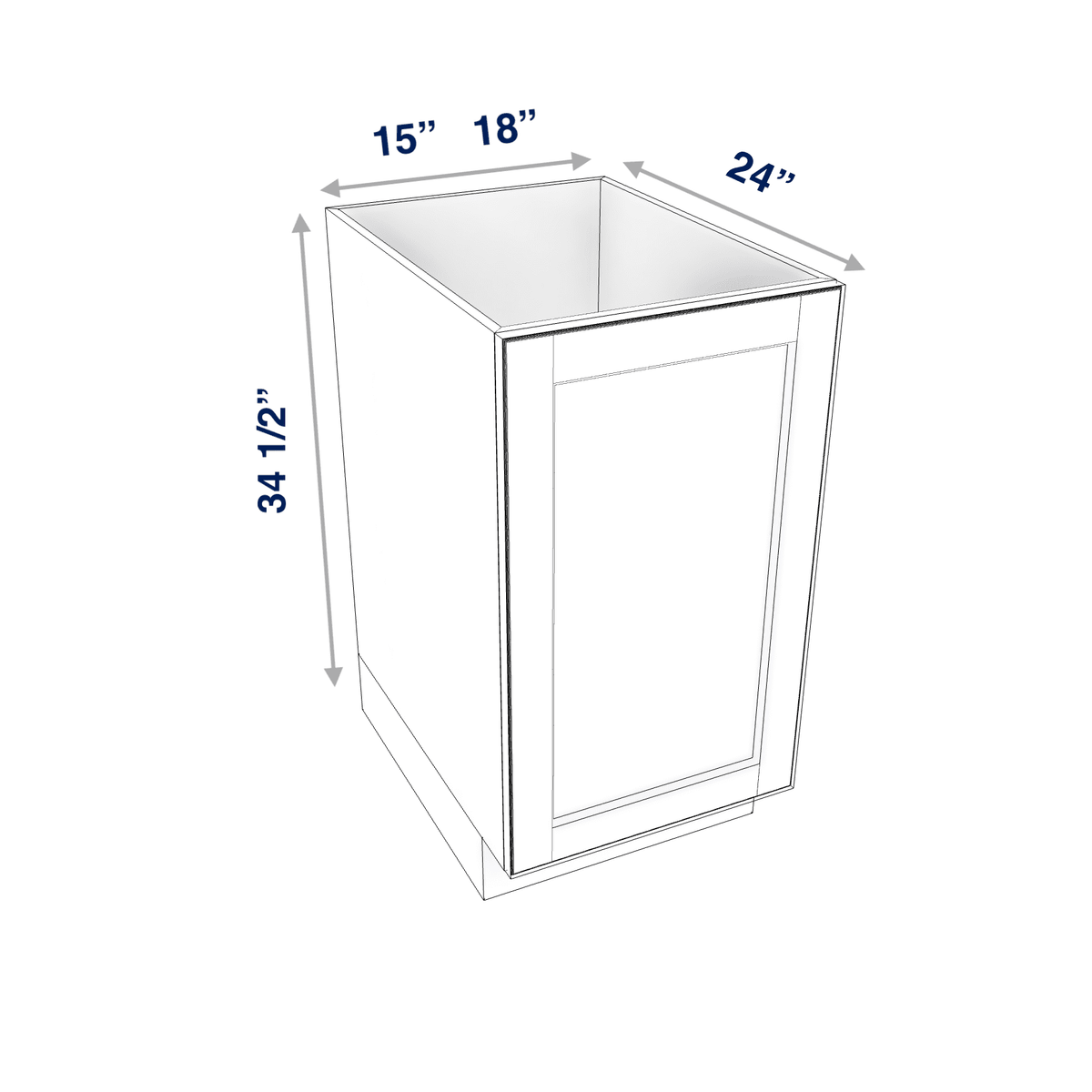 Smoky-Grey Assembled Base Cabinet Recycle / Trash Can Full Height Pullout 15" or 18" Wide