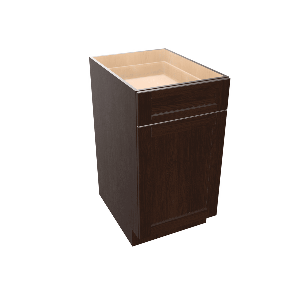 Espresso Assembled Base Cabinet Recycle Trash Can 1 Drawer Pullout 15" or 18" Wide