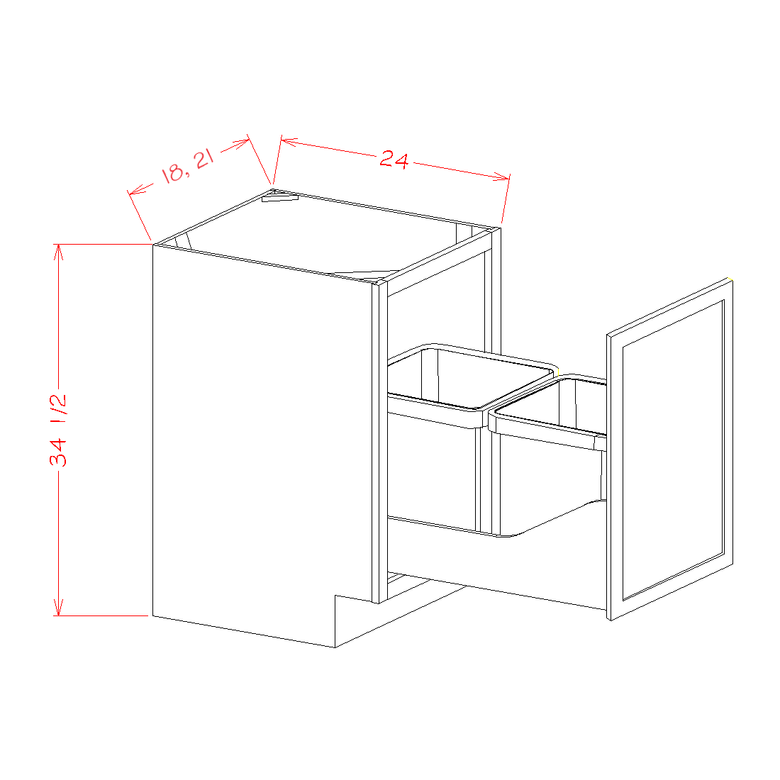 Base Cabinet Trash Can Full Height Pullout Base Kit