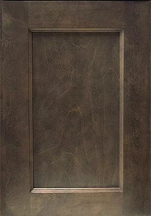 A door sample of stained medium brown Belmont Slate RTA cabinet