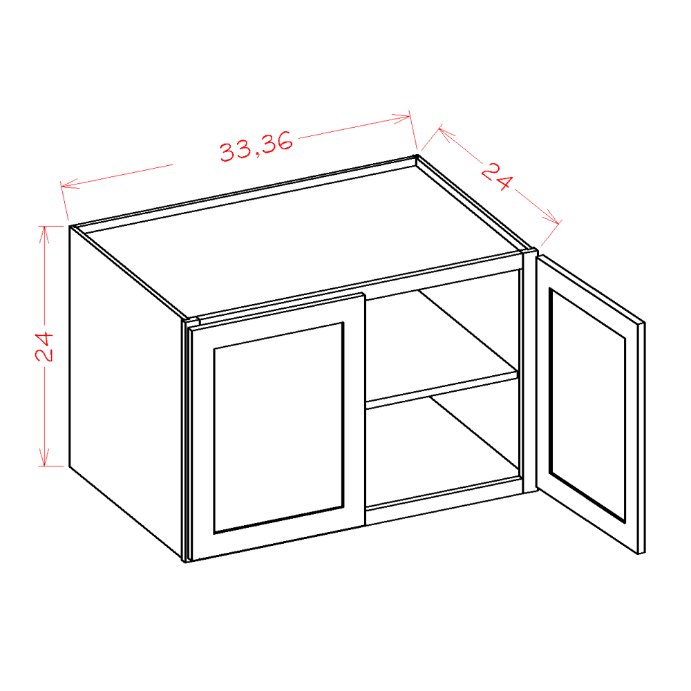 Shaker-Moss Wall Cabinet Refrigerator 24" Deep
