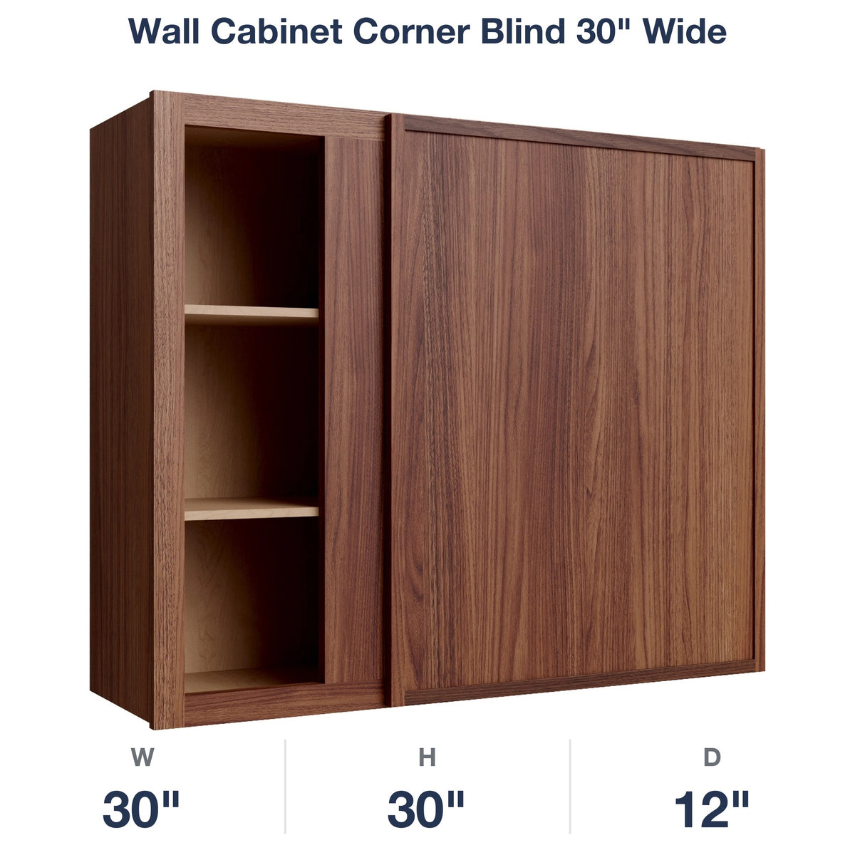 Devon-Walnut Wall Cabinet Corner Blind 30" Wide