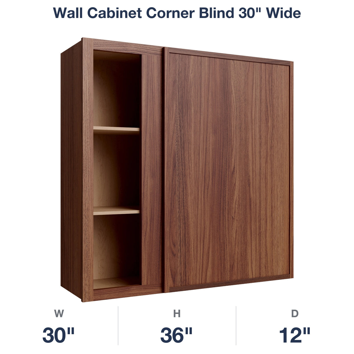 Devon-Walnut Wall Cabinet Corner Blind 30" Wide