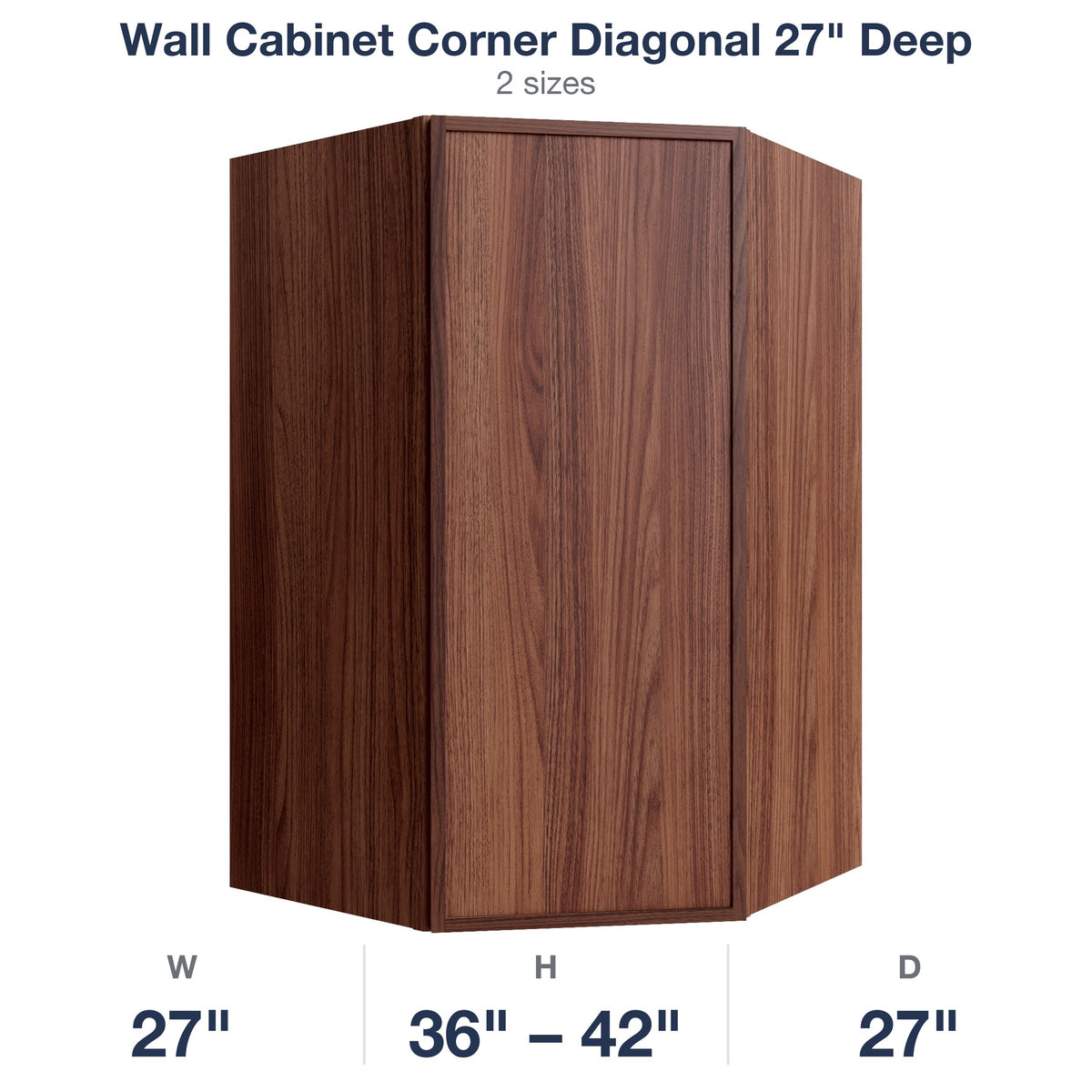 Devon-Walnut Wall Cabinet Corner Diagonal 27" Deep