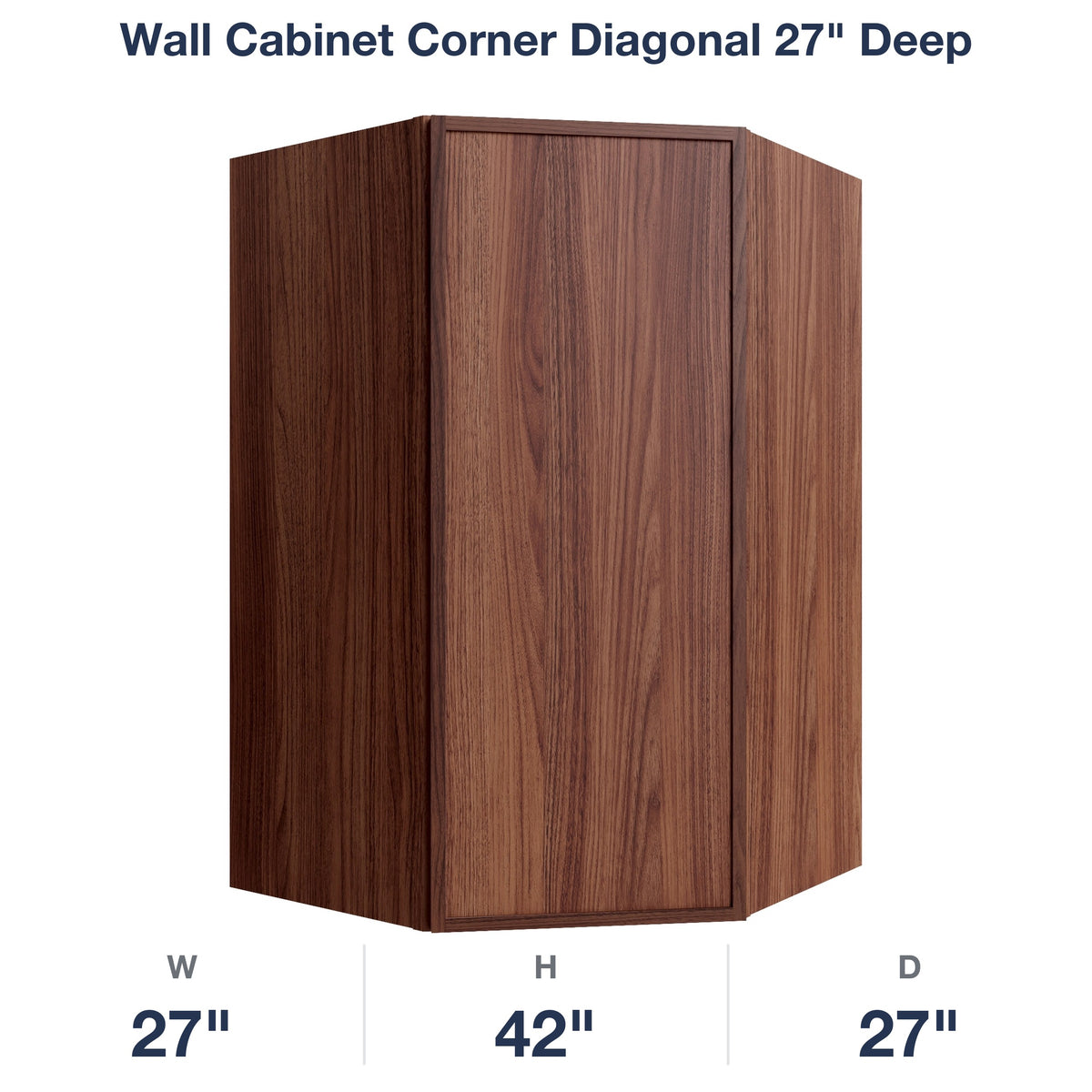 Devon-Walnut Wall Cabinet Corner Diagonal 27" Deep