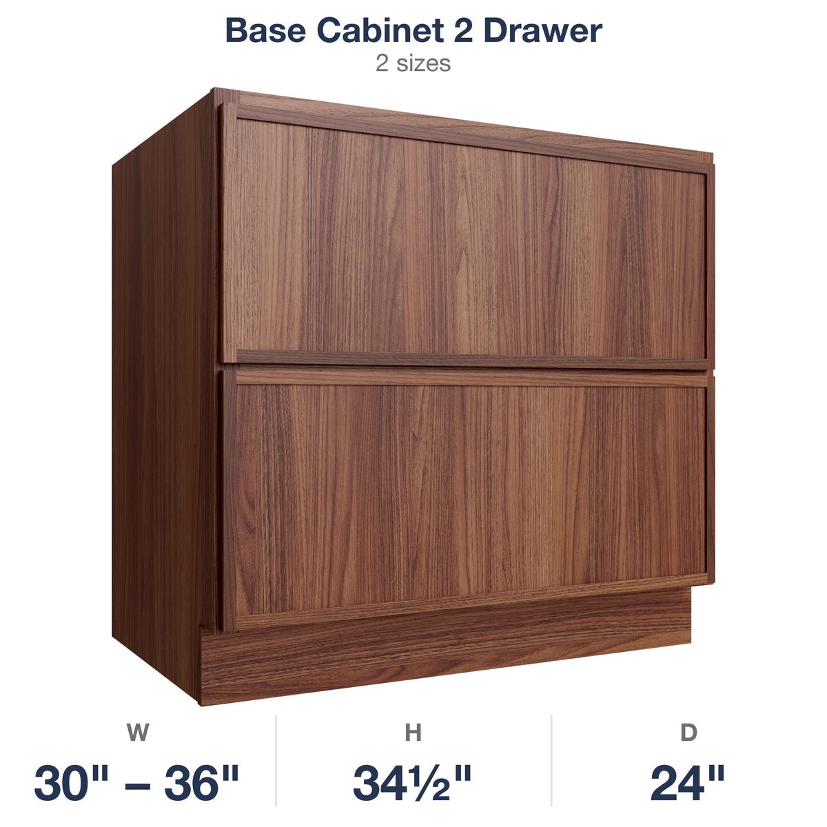 Devon-Walnut Base Cabinet 2 Drawer