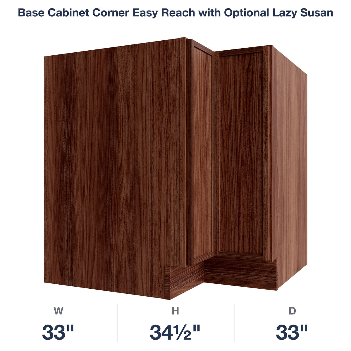 Devon-Walnut Base Cabinet Corner Easy Reach with Optional Lazy Susan