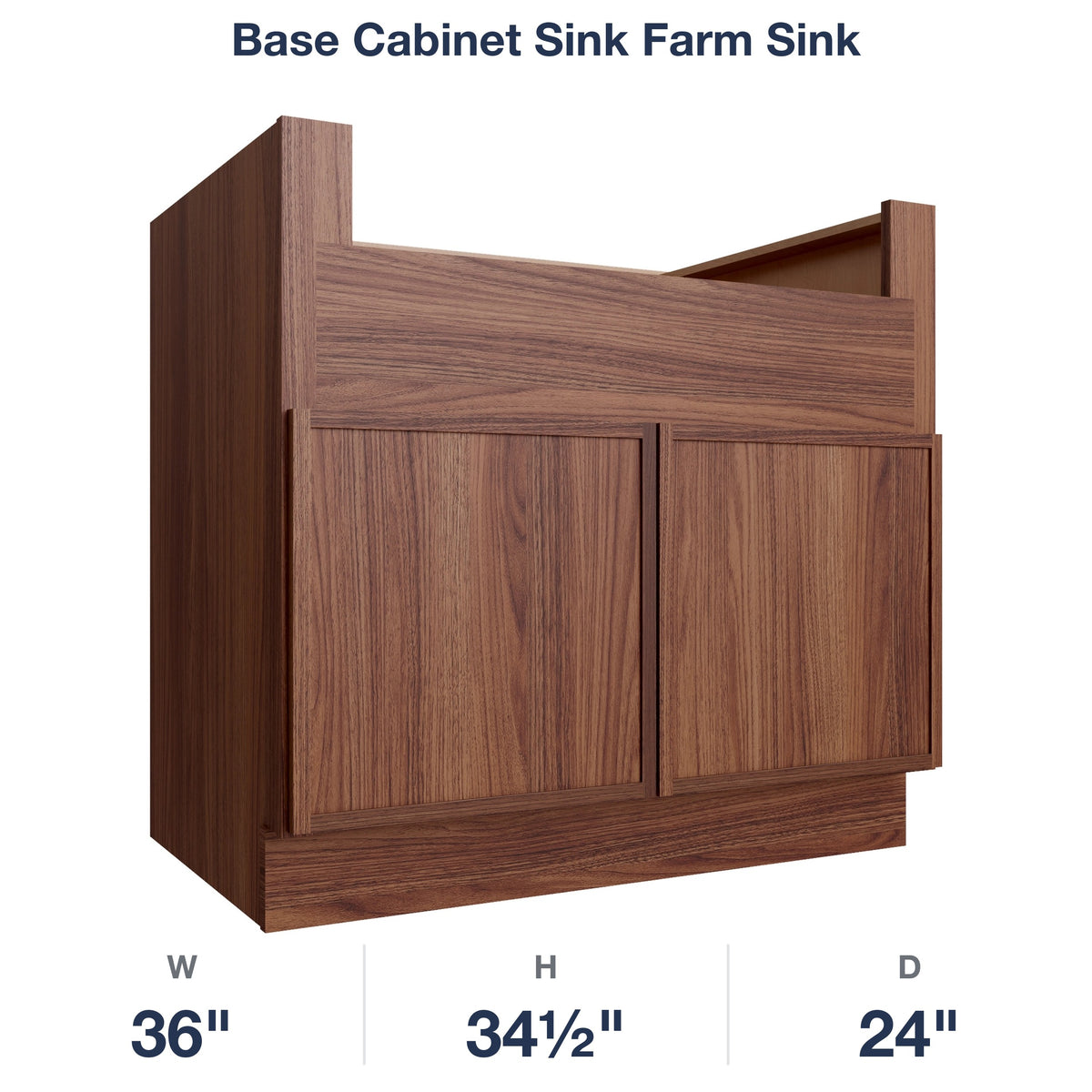 Devon-Walnut Base Cabinet Sink Farm Sink