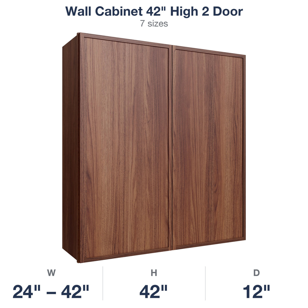 Devon-Walnut Wall Cabinet 42" High 2 Door