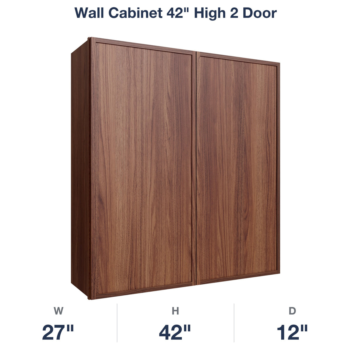 Devon-Walnut Wall Cabinet 42" High 2 Door