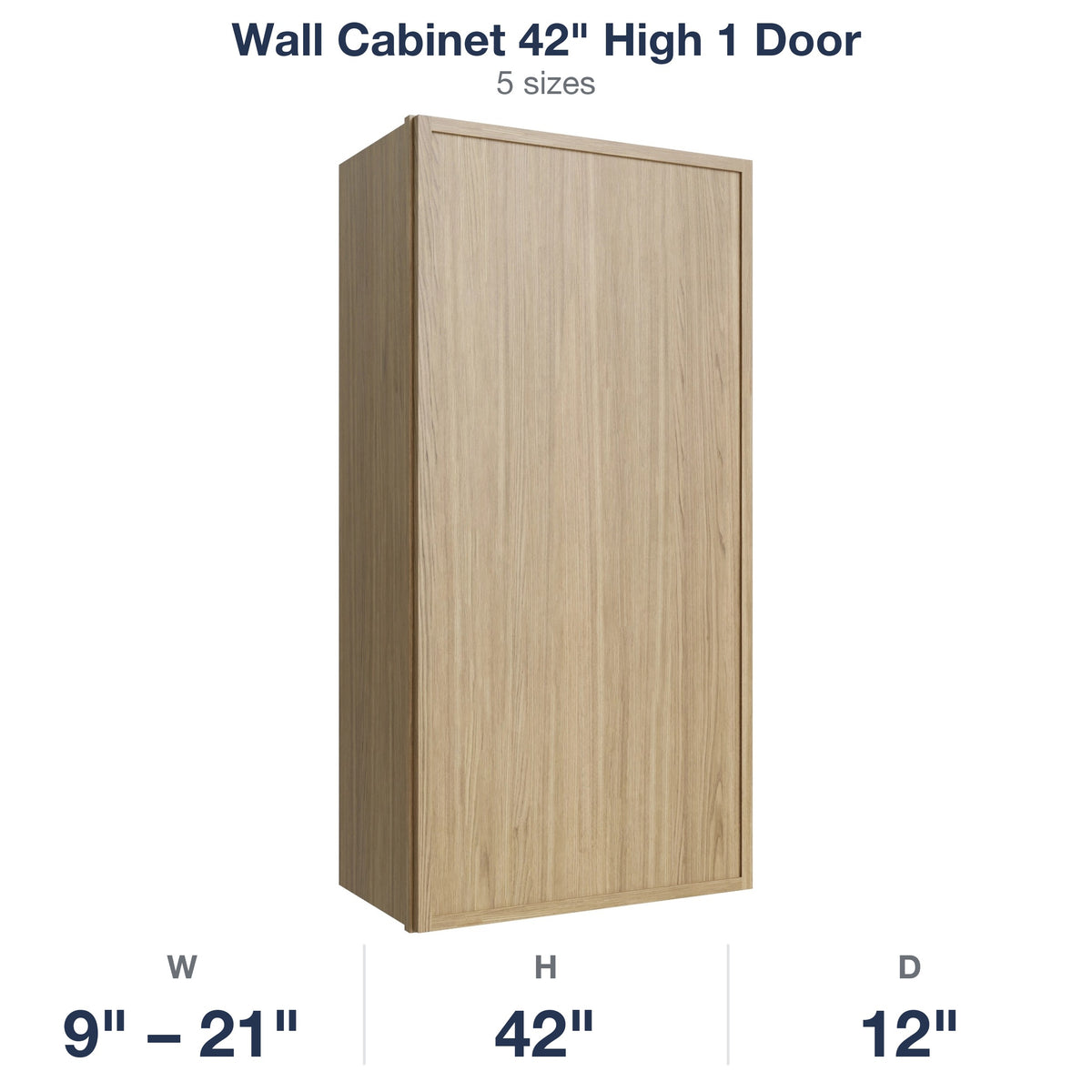 Devon-Oak Wall Cabinet 42" High 1 Door