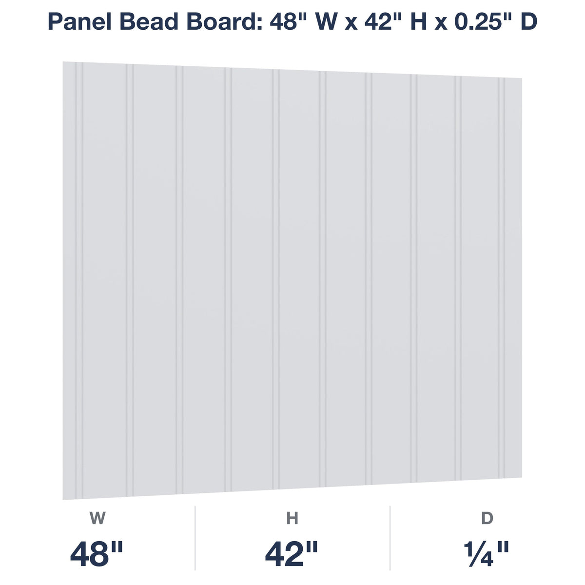 Devon-White: Panel Bead Board: 48" W x 42" H x 0.25" D