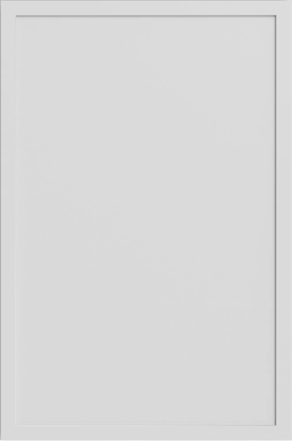 A door sample of Devon White, a slim shaker style RTA cabinet