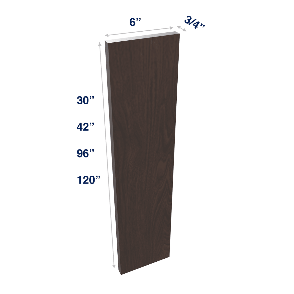 Espresso: Filler Wall or Tall 3" or 6" Wide up to 120" Length