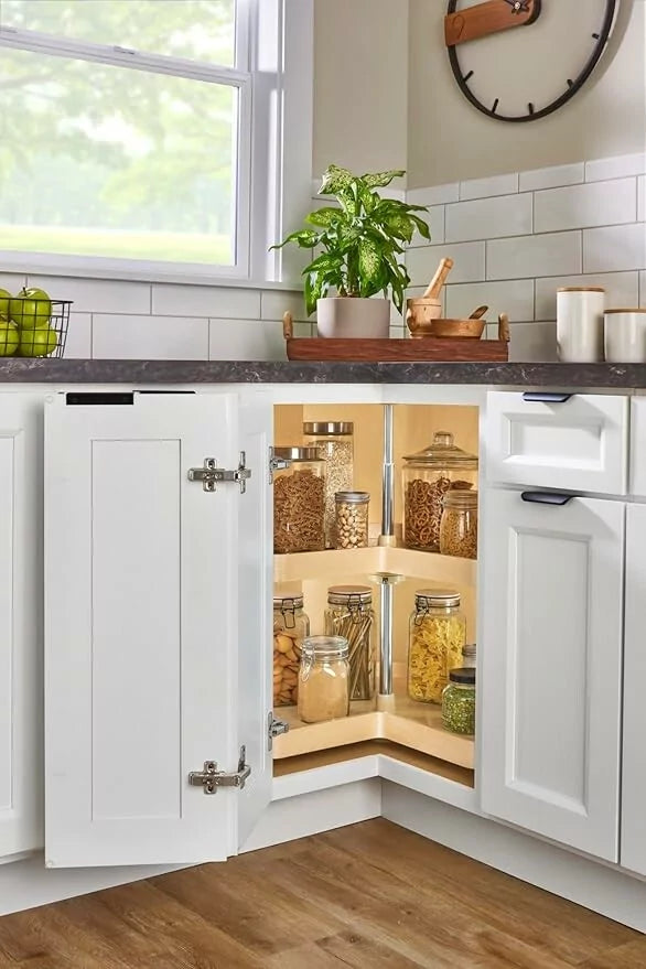 Smoky-Grey Assembled Base Cabinet Corner Easy Reach or Lazy Susan Carousel