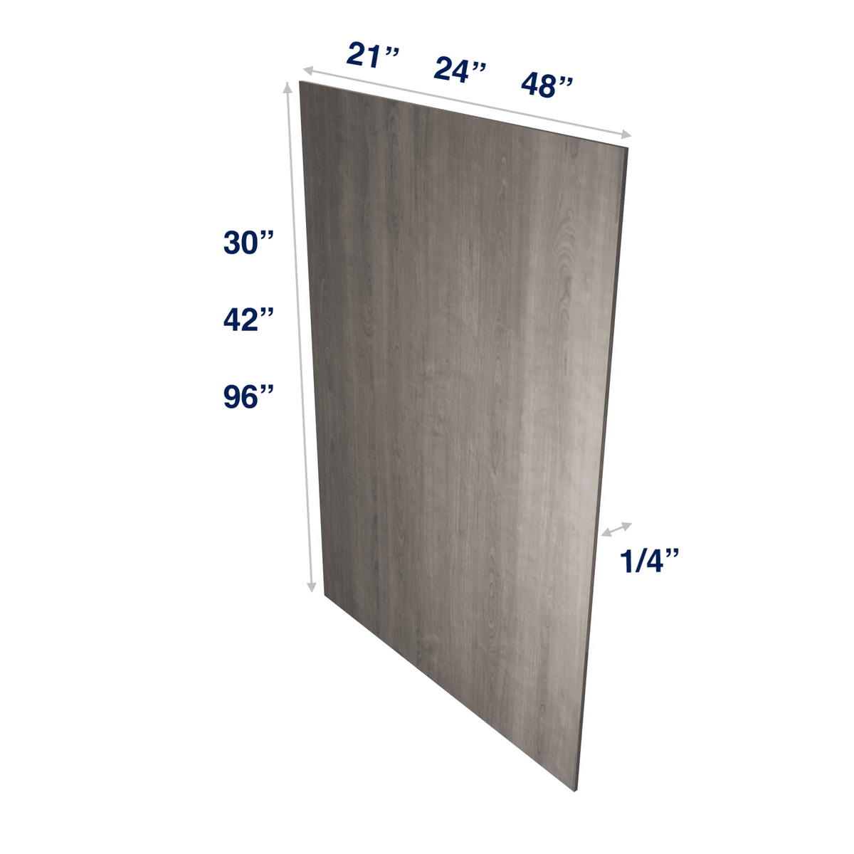 Smoky-Grey: Panel Skin 1/4" Finished - Wall Base Tall Vanity or Full Sheet