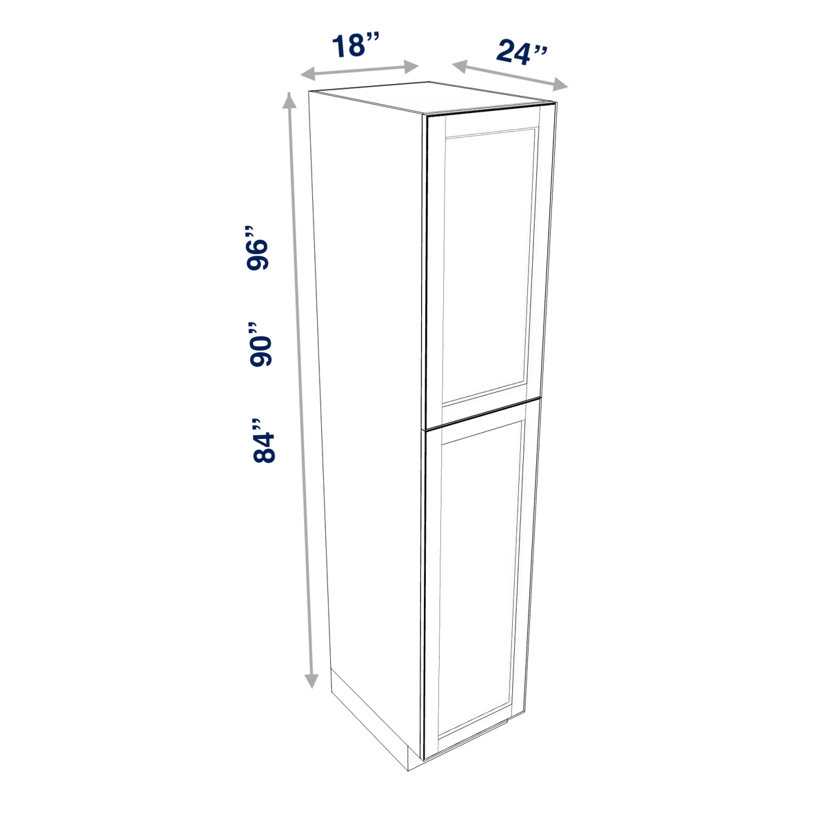 Smoky-Grey Tall Cabinet 2 Door Utility Pantry