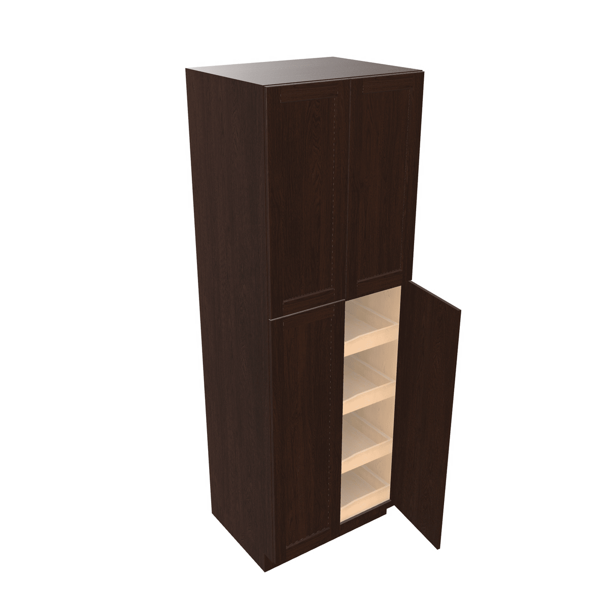 Espresso Tall Cabinet 4 Door Utility Pantry
