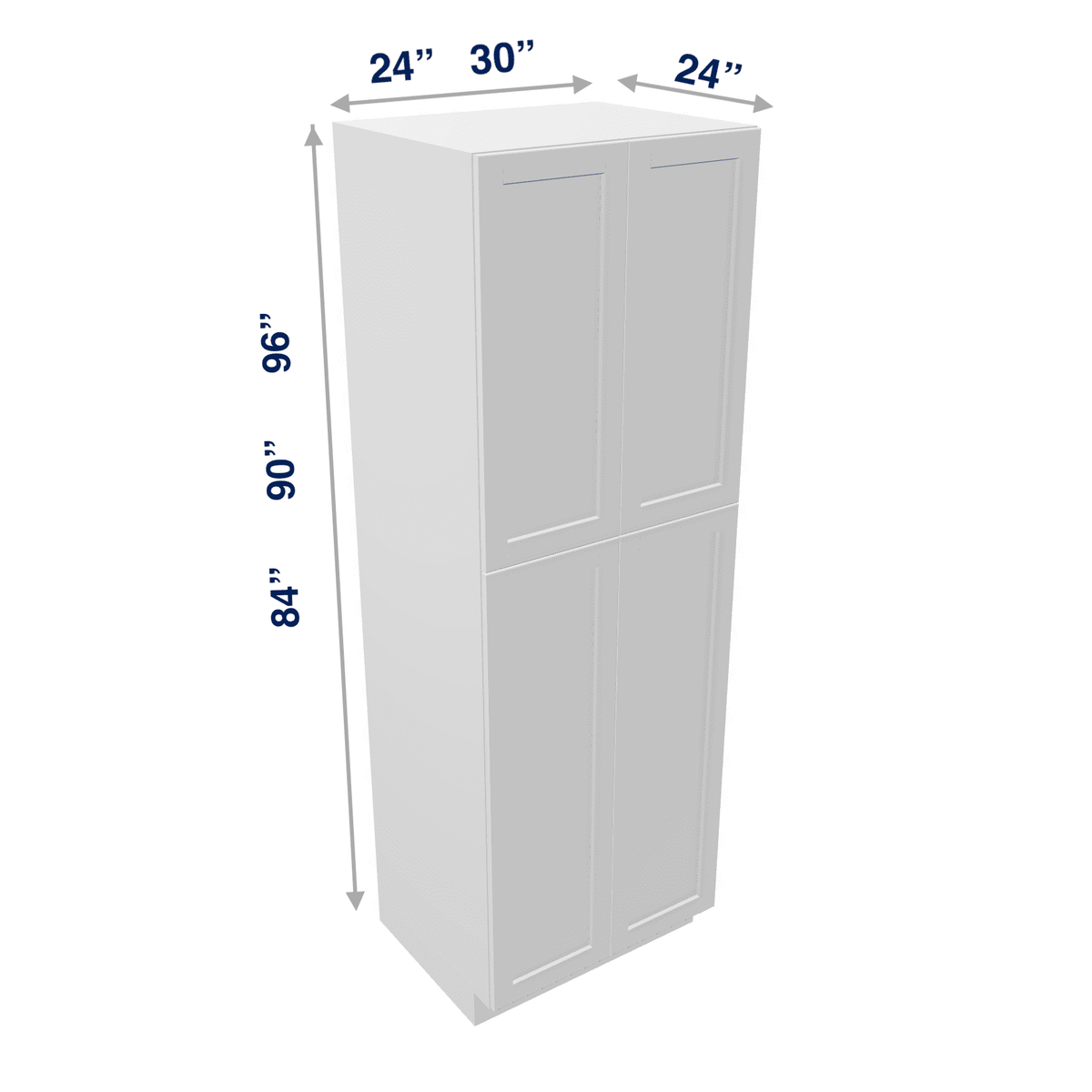 Luxor-White Tall Cabinet 4 Door Utility Pantry
